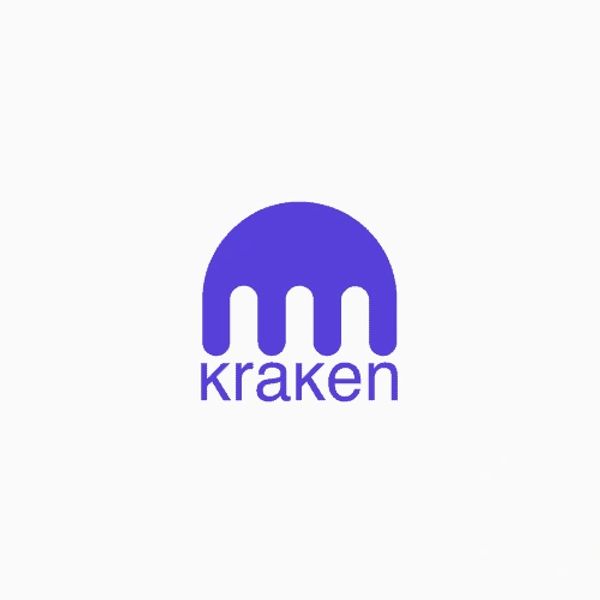 Kraken logo with a stylized purple octopus design.