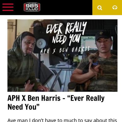 APH on 98.5 KLUC radio station with Ben Harris for their song Ever Really Need You from Knightmares