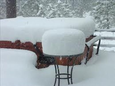 Snow covered hot tub