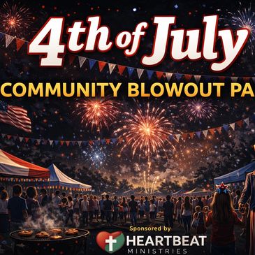 4th of July community party with fireworks and festive crowd.