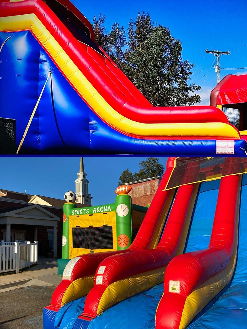 18 Foot Tall Double Lane Dry Slide. Rental for Milledgeville and Lake Oconee