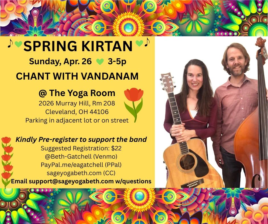 Flyer about upcoming kirtan at The Yoga Room Cleveland
