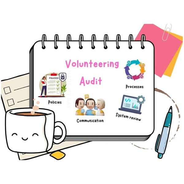 This is a picture depicting a volunteer audit, to include review of processes, systems and policies