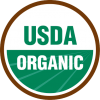 USDA Organic certification seal in green and brown.