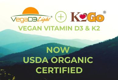 Vegan Vitamin D3 and K2 supplement, now USDA Organic certified.