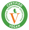 Certified vegan logo by the American Vegetarian Association.