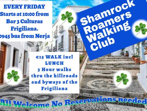 Club de senderismo Shamrock Roamers en Frigiliana cada viernes.