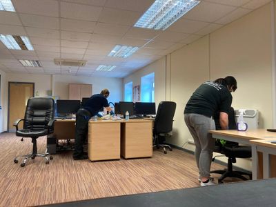 First Point Cleaning team carrying out office cleaning at commercial premises in Kidderminster