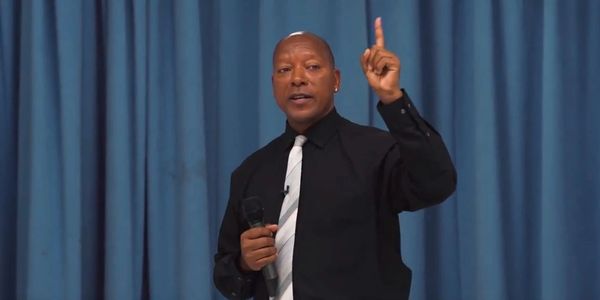 Richman Bongani Mahlangu delivers his motivational speech at a Las Vegas high school