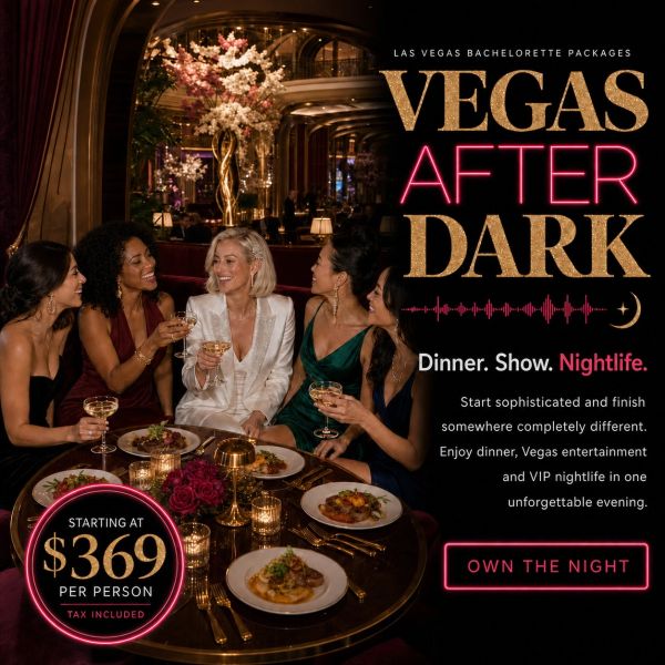 Women enjoying a luxurious dinner and drinks in Las Vegas.