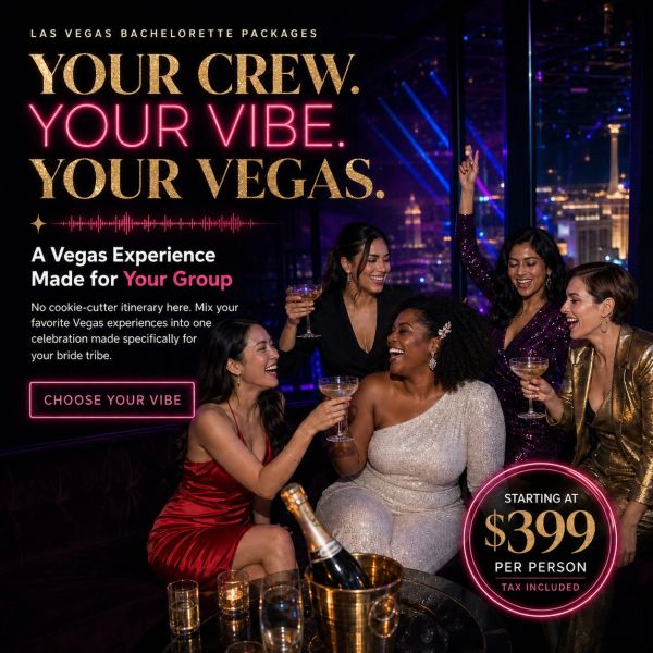 Group of women celebrating a Las Vegas bachelorette party.
