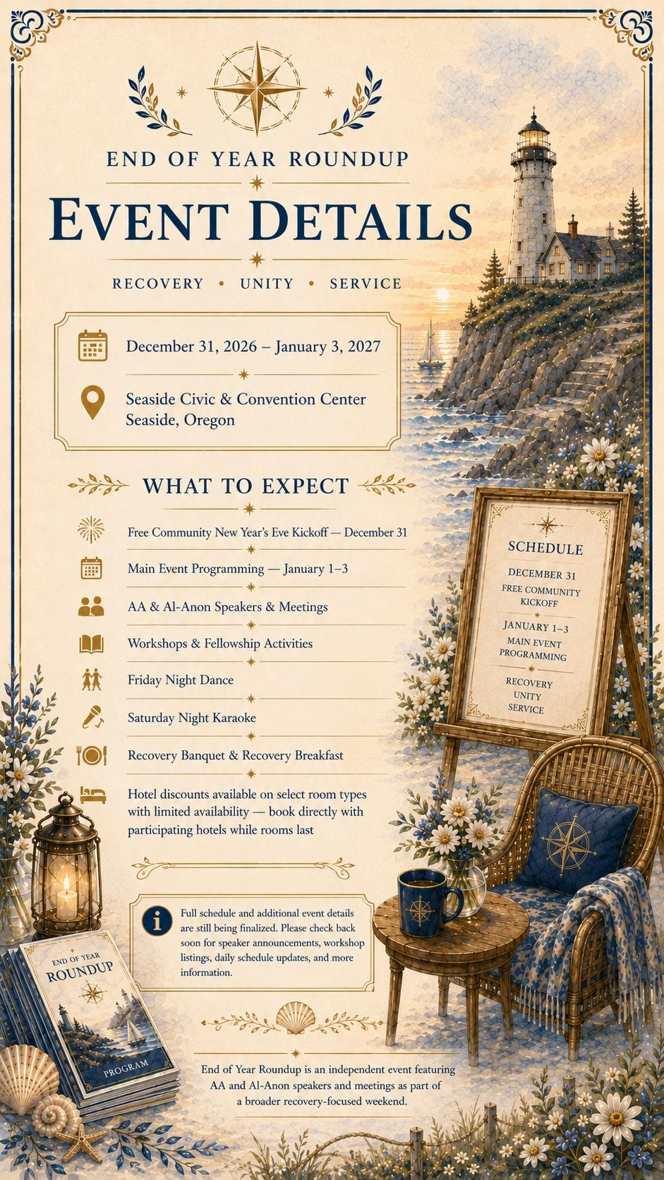 End of Year Roundup event details with schedule and activities.