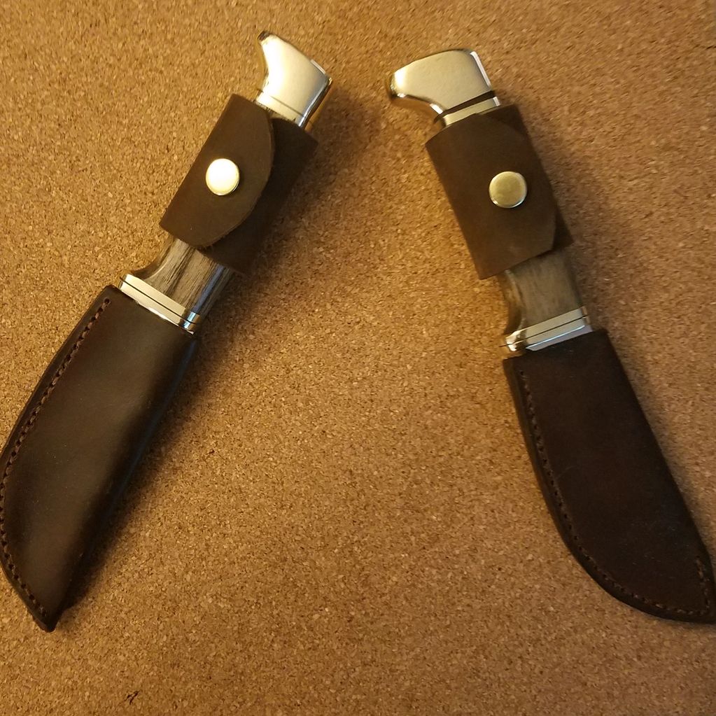 CMB Knives W1 High Carbon Steel Skinners w/ CMB Knives Leather Sheaths