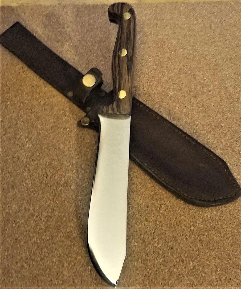 CMB Knives W1 High Carbon Steel BBQ Butcher blade w/CMB Knives Leather Sheath