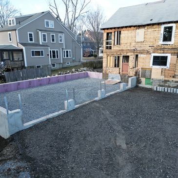 New garage foundation before frame