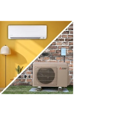 Indoor and outdoor units of an air conditioning system.