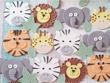 Animal face cupcake toppers, safari animal cupcake toppers