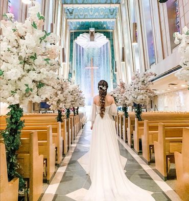 Cherry trees along the aisle