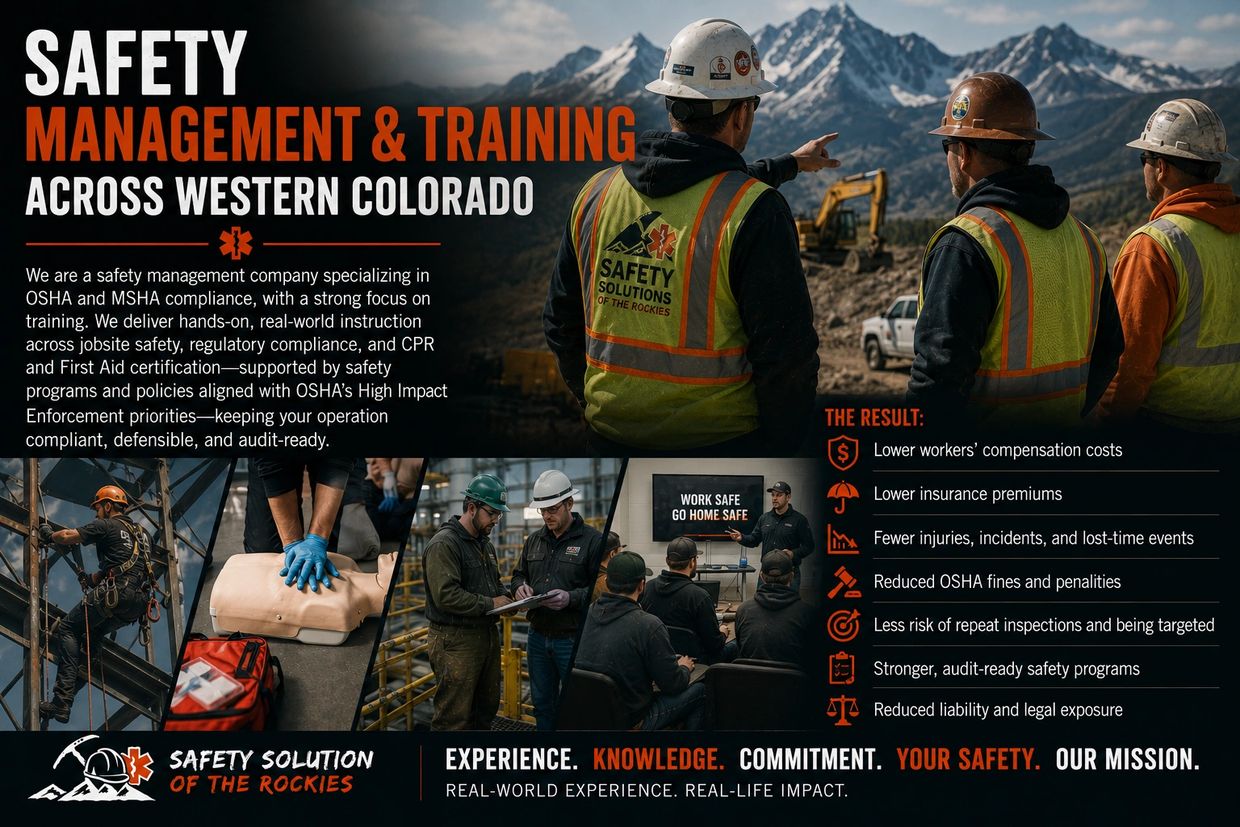 Safety training and management services in Western Colorado with real-world instruction and OSHA compliance.