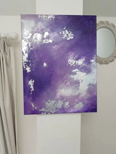 A captivating blend of purples, whites, and silvers,
