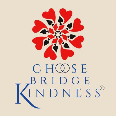 Heart and spade symbols forming a circular pattern above the words 'Choose Bridge Kindness'.
