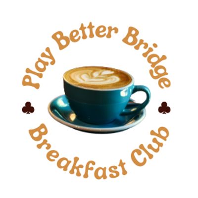 Logo with coffee cup and text promoting a bridge breakfast club.