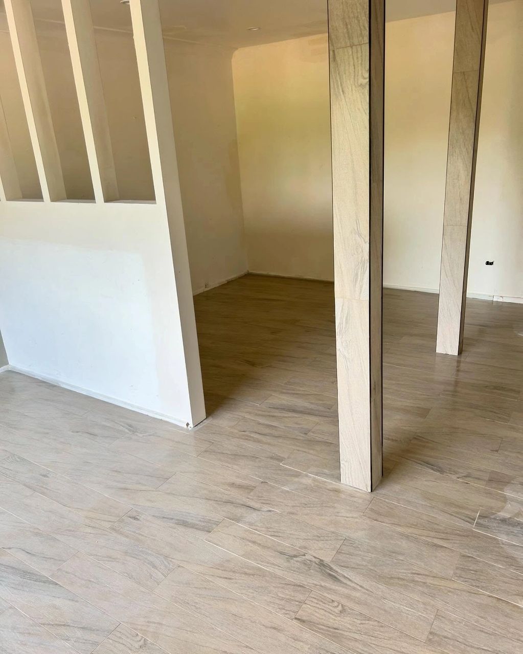 Floorboard look tiles in a shop fitout