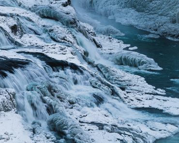 Detailaufnahme Eis Gullfoss im Winter