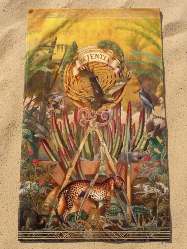 Miami Beach Feana Hotel towel illuminati painting Scientia design flowers cat by Miami Beach Towels 