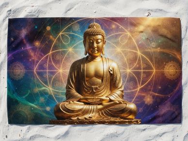 beach towel spiritual meditation buddha yoga mat cosmic nebula OM sacred symbol Miami Beach towels