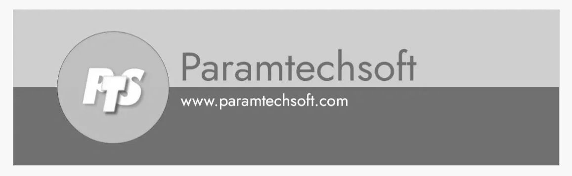 Logo of Paramtechsoft with website URL on a grey background.