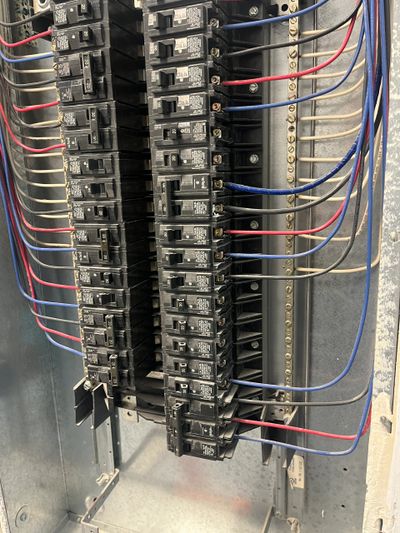 a new installation of a main circuit breaker panel 