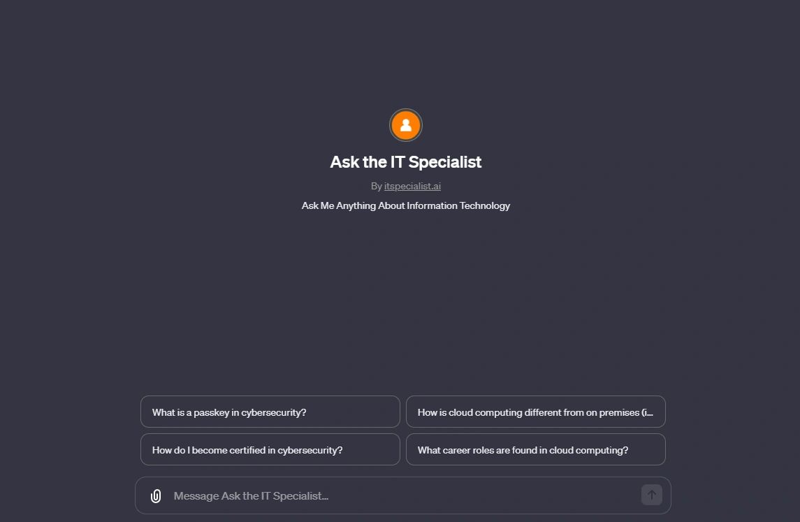 Ask the IT Specialist chatbot