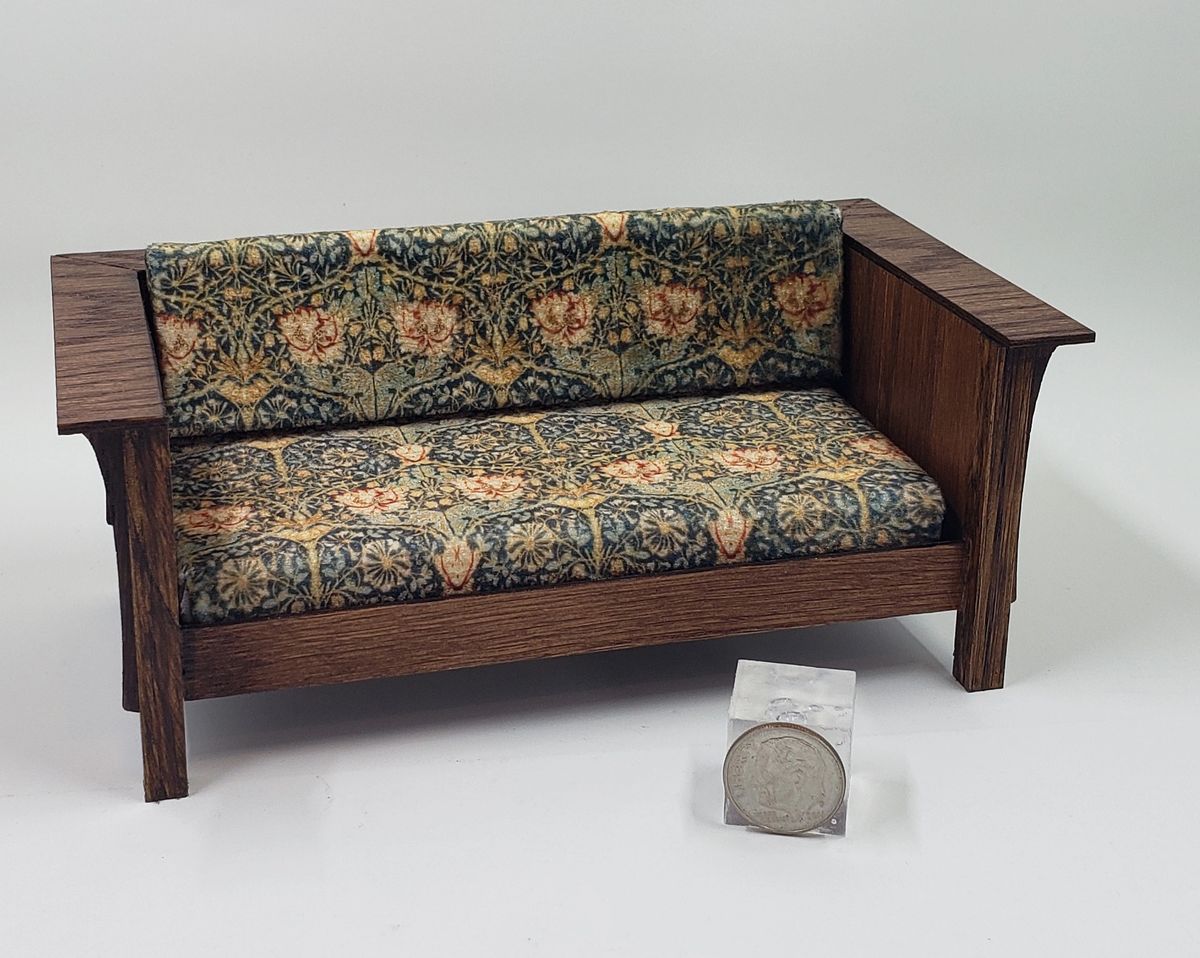 Dollhouse Miniature 1:12 Scale Stickley Prairie Style Sofa with William  Morris Fabric