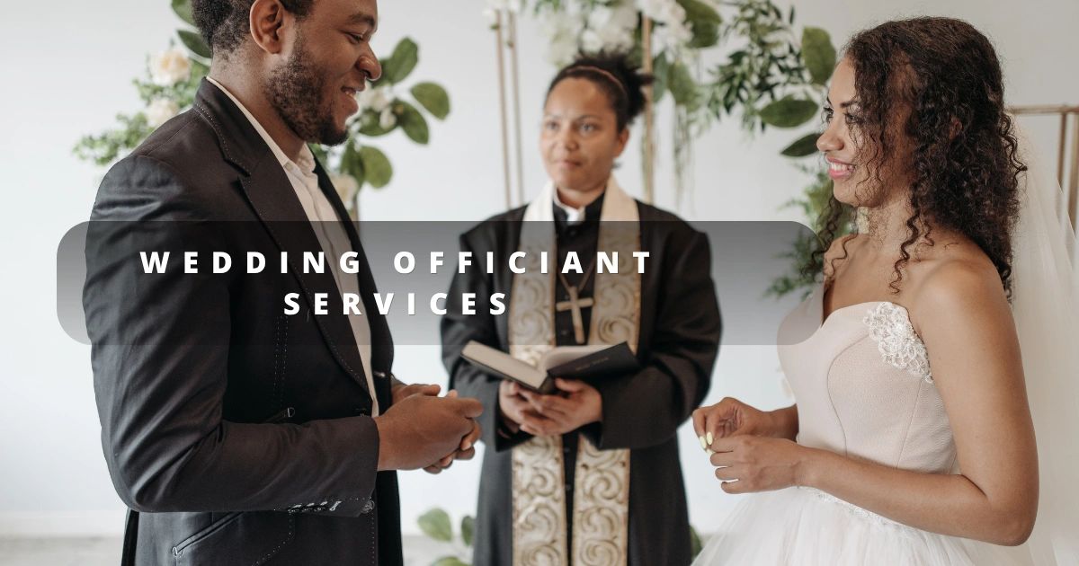 Wedding ceremony officiated by a minister.