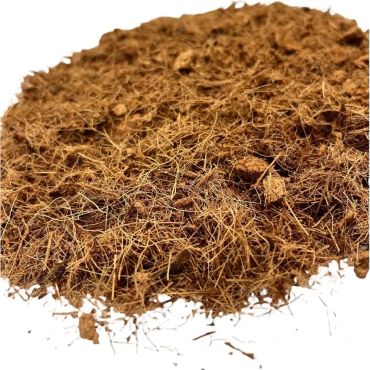 Close-up of loose brown coconut coir fibers.