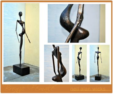 "Nemesis" bronze painted mix media 
84 inches tall ,18 inches wide ,24 inches deep
Weekly rental $70