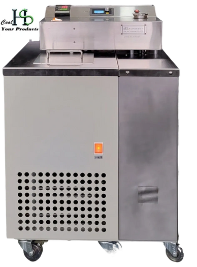 This chiller features adjustable temperature and flow rate settings.