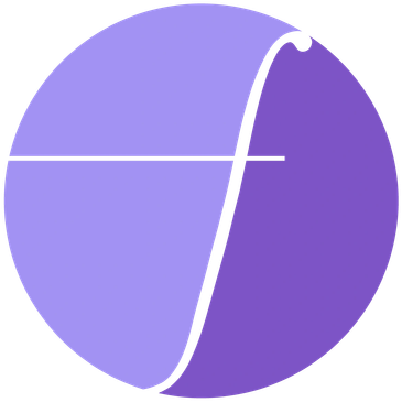 Stylized purple circle with an integrated white curve.