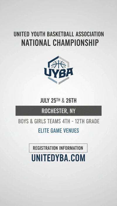 Flyer for the United Youth Basketball Association National Championship in Rochester, NY.
