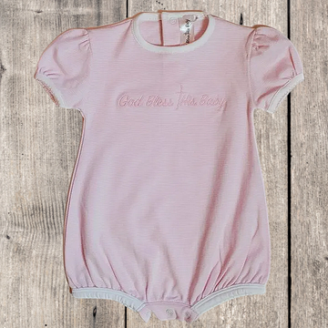 God Bless This Baby Bodysuit - Pinstripe (Pink and White)