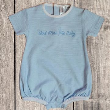 God Bless This Baby Bodysuit - Pinstripe (Blue and White)