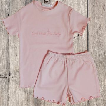 God Bless This Baby  - Pink on Pink
Day  Lounge Set wibth Emroidery