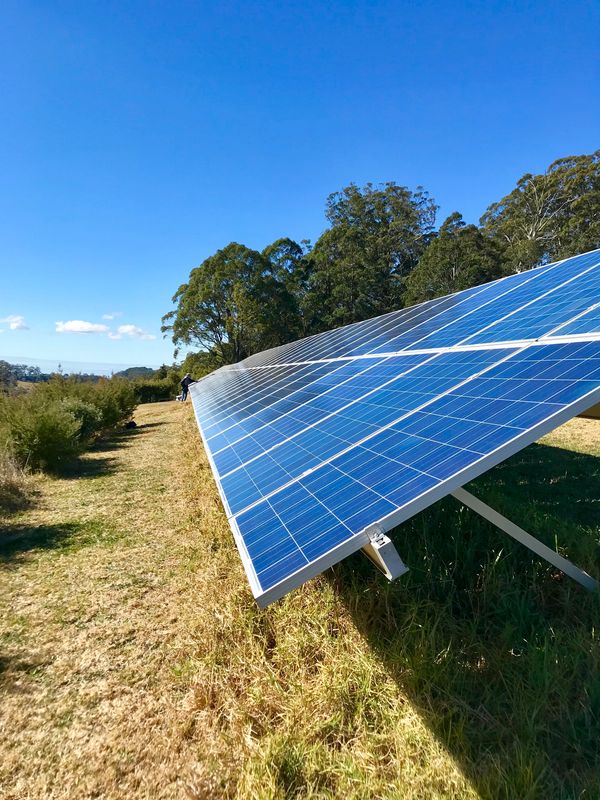 Solar farm solar panels sparkling clean