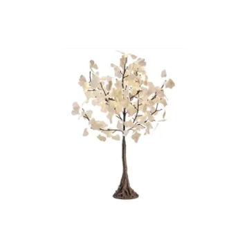 Decorative gemstone tree with white leaves.