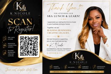Flyer for K. Nicole's SBA Lunch &amp; Learn event registration.