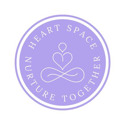 Purple circular logo with heart and text nurturing together.