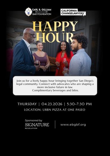 Happy Hour event for San Diego's legal community on April 23, 2026.
