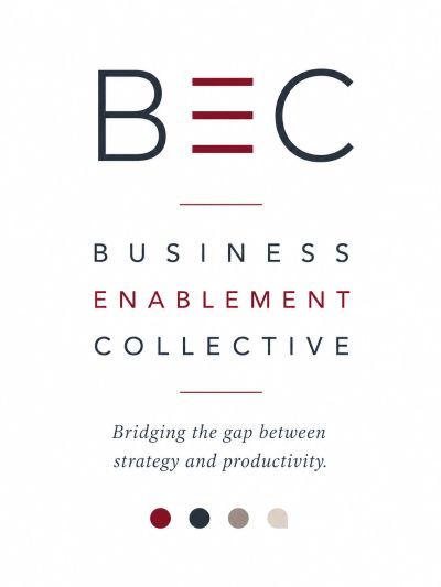 Logo of Business Enablement Collective with tagline and color palette.