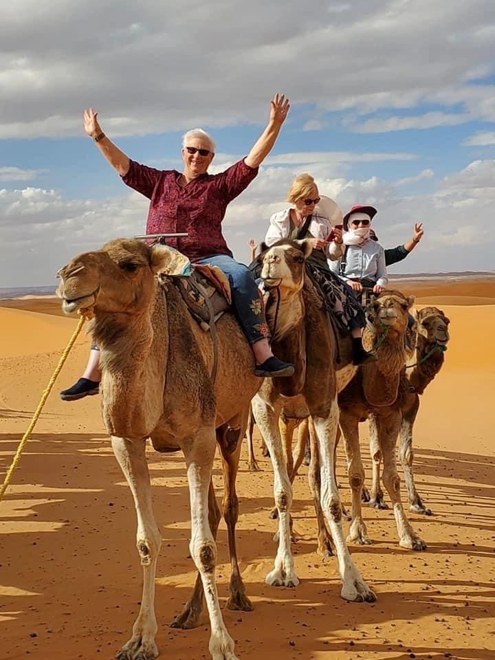 People riding camels